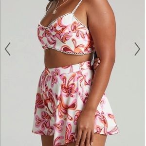 Showpo CROP TOP AND SHORTS TWO PIECE SET IN PINK SWIRL